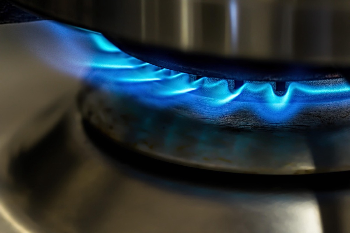 Clean blue gas flame burning on a burner - natural gas combustion